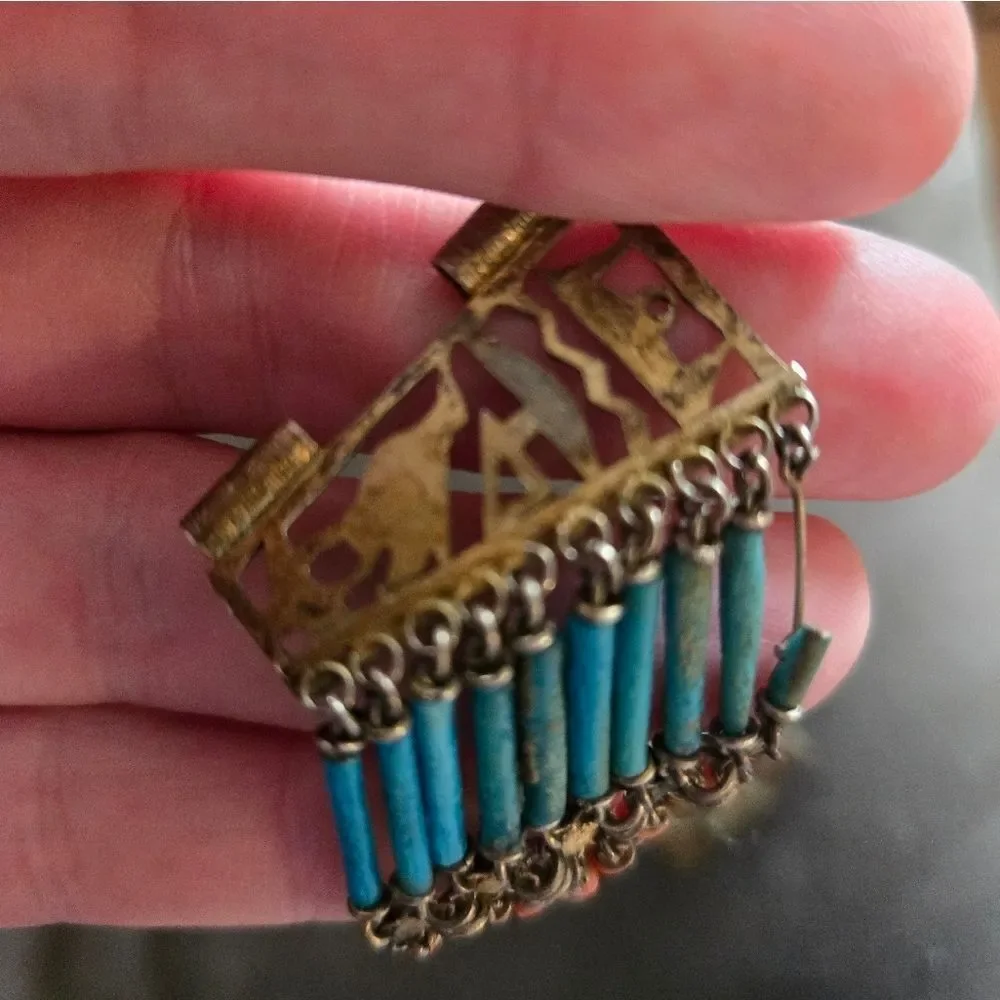 Egyptian Revival Faience Bracelet Vintage 30/40s - Picture 14 of 16